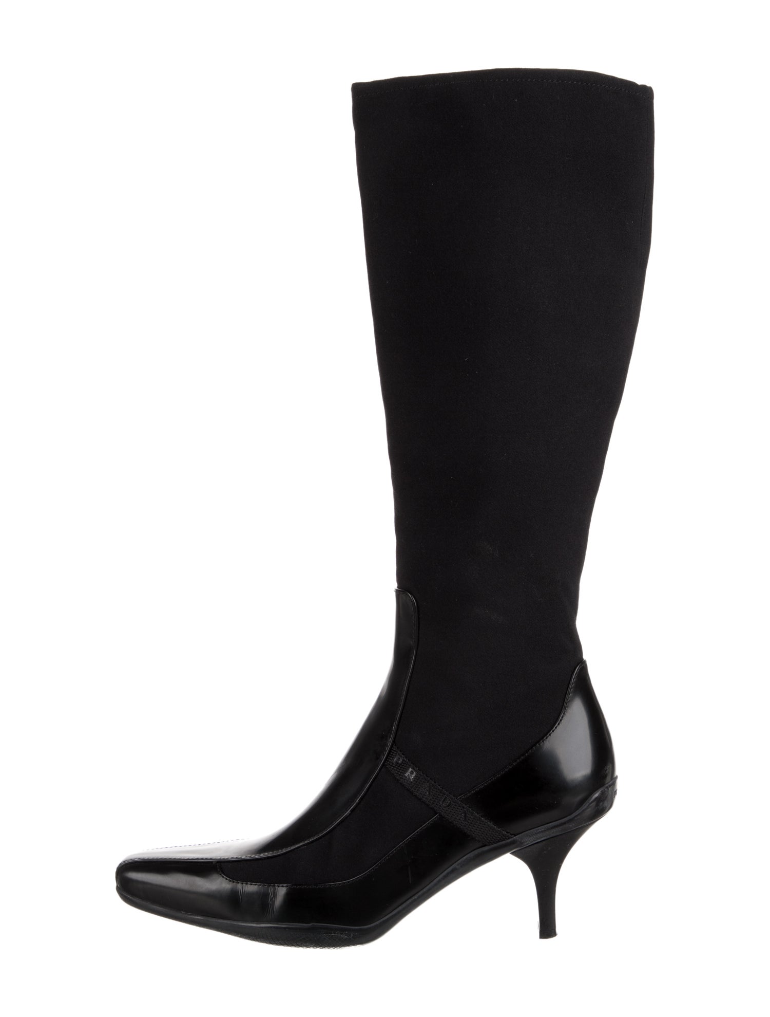 Prada Leather Trim Embellishment Rain Boots